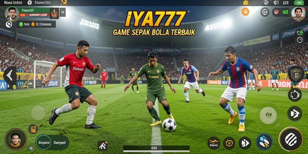 Tampilan gameplay IYA777 yang menampilkan aksi seru pertandingan sepak bola.