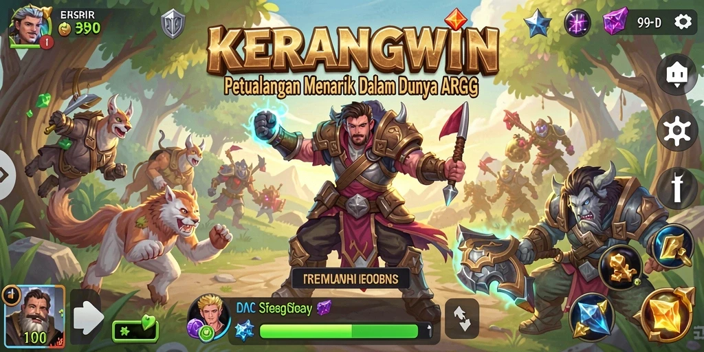 Tampilan gameplay KERANGWIN dengan aksi pertempuran seru.