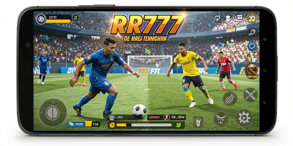 Tampilan gameplay mendebarkan dalam RR777 dengan aksi olahraga intens.